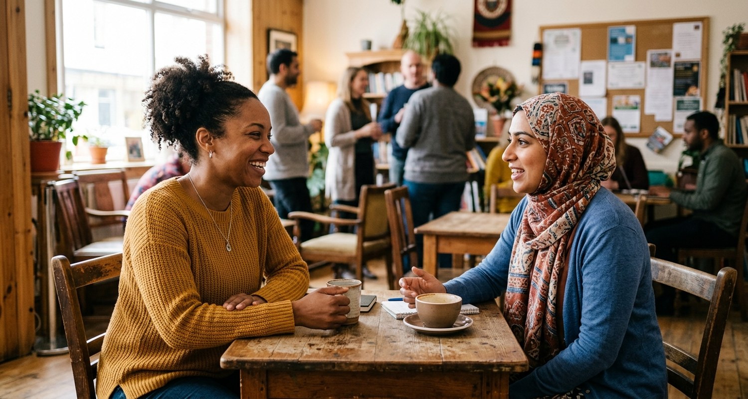 People connecting in an inclusive community space